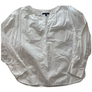 Banana Republic White Split Neck Long Sleeve Blouse XL